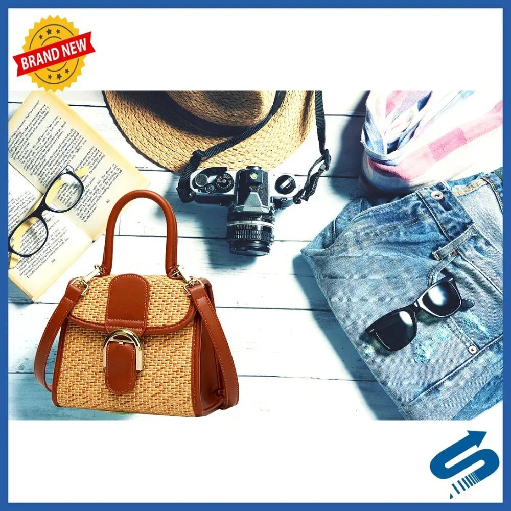 Retro Straw Woven Crossbody Bag Small Satchel Shoulder Messenger Chic